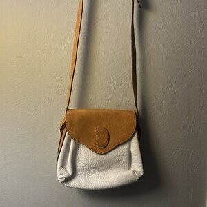 La Laurent mini white and tan 100% genuine leather purse